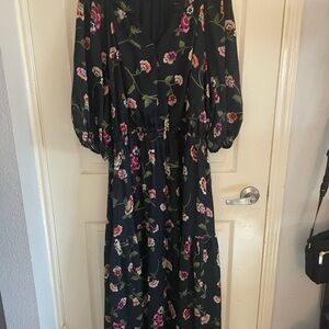 Lane Bryant Black and Pink Bishop Sleeve Sundress